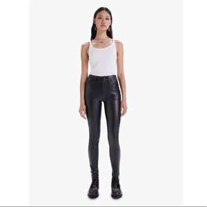 Mother The Super Swooner Faux Leather Pants, Wax On Wax Off, Size 27